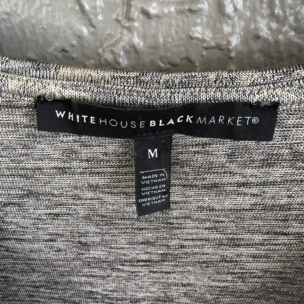 White House Black Market Gray and Gold Blouse - Picture 4 of 9